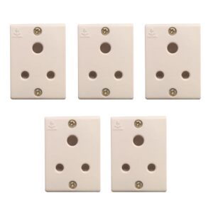 ANCHOR PENTA, 3 Pin Socket, 6A, 240V, White, 38342 (Pack of 5)