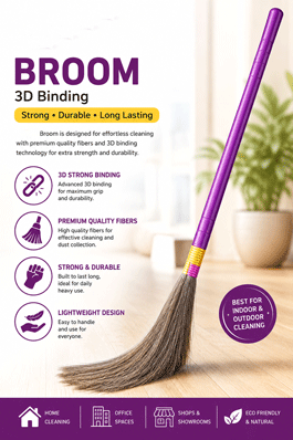 Kwaltial Broom, 3D Binding Phool Jhadu for Home Cleaning, Natural Grass Broom, Strong and Durable, Indoor and Outdoor Use, Eco Friendly, Pack of 2 - Image 2